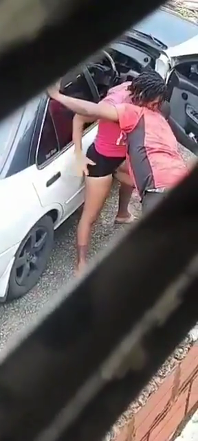 ugandan pornstar gets caught on CAM finger fucked in the parking  area